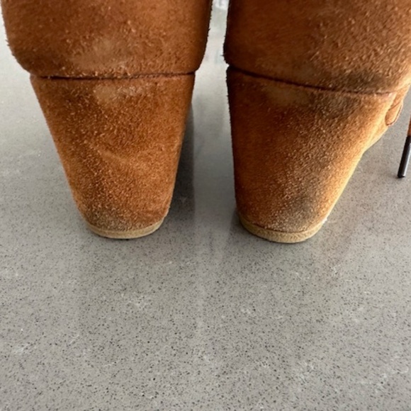 TOMS Women's Size 7 Brown Suede Ankle Lace Up Wedge 2.5" Booties - Picture 3 of 10